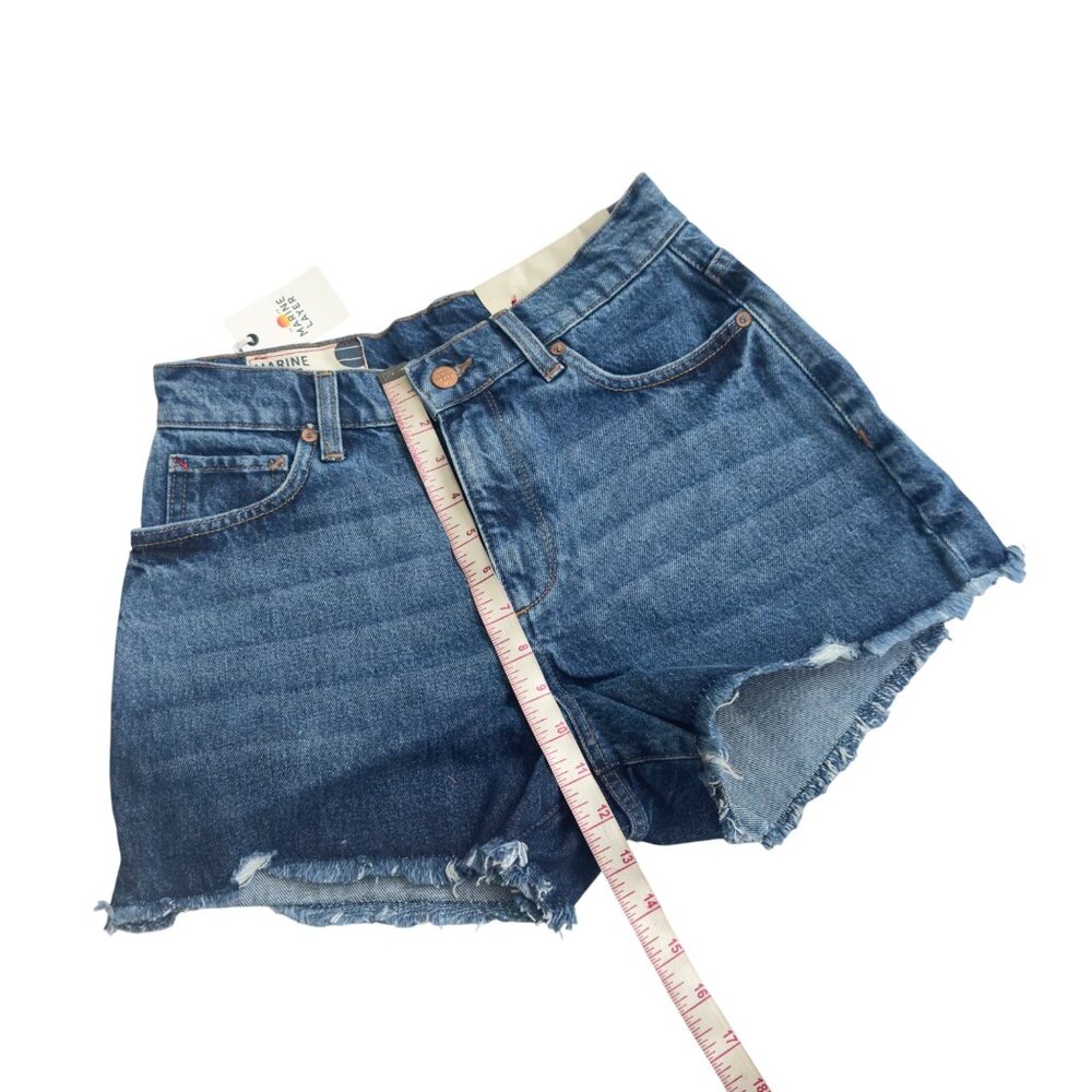 Marine Layer Sasha Denim Shorts High-Waisted Washed Size 27 raw cut hem cotton - Picture 8 of 15